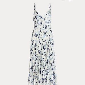 Ralph Lauren Floral Pleated Satin Dress
